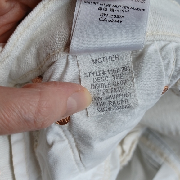 Mother Jeans The Insider Crop Step Fray in White with Black Stripes - Picture 15 of 16